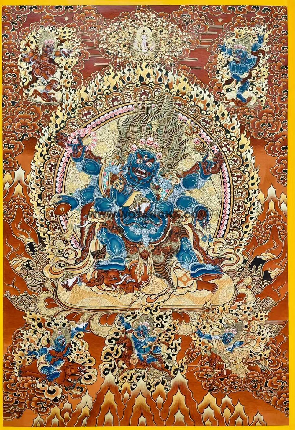 编号189-309191:红金唐卡-六臂玛哈嘎拉(80*60CM左右)