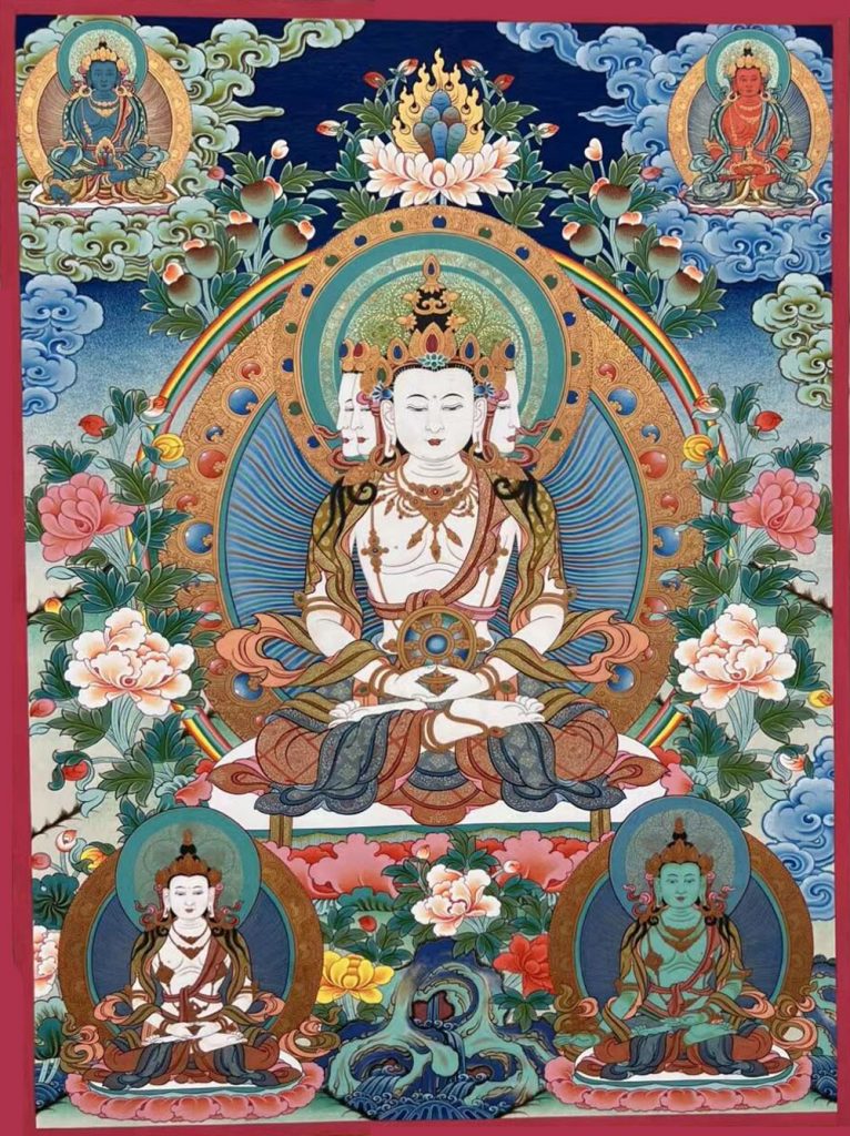 编号189-312268：彩绘唐卡-四面大日如来（80*60CM左右）
