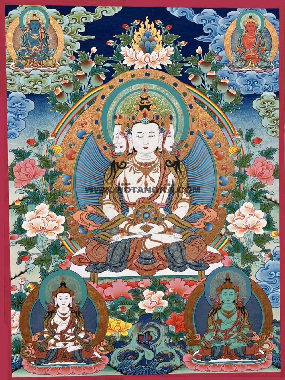 编号189-312268:彩绘唐卡-四面大日如来(80*60CM左右)