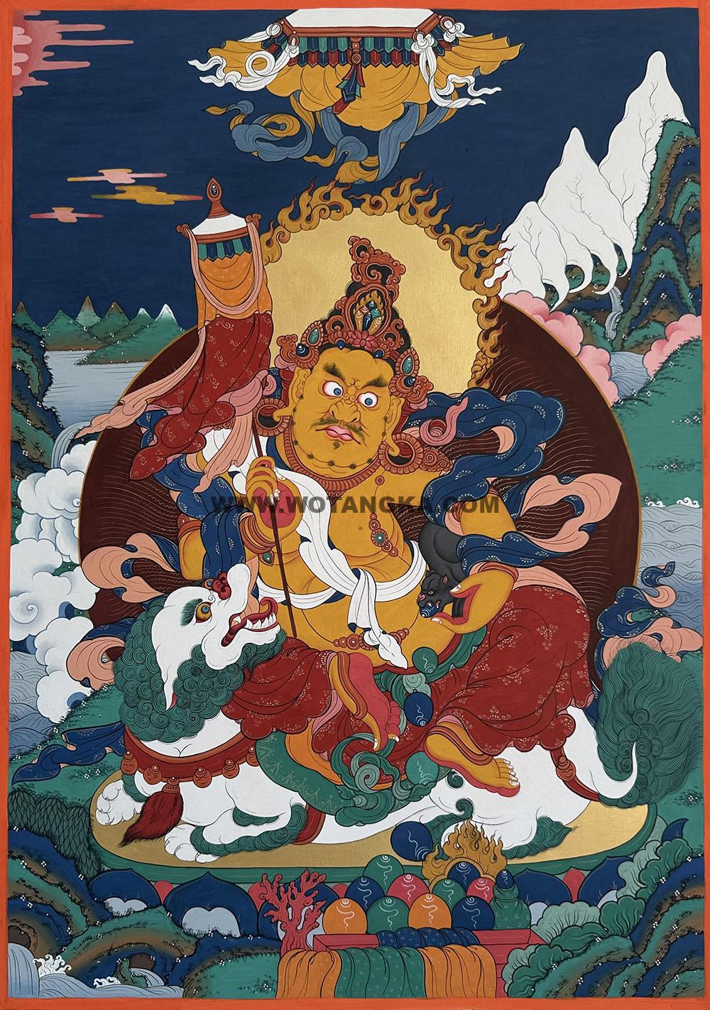 ｜已结缘·可定制｜唐卡寄卖编号：JM·189-386278-财宝天王吉祥伞如意财富匝嘎利（彩唐）