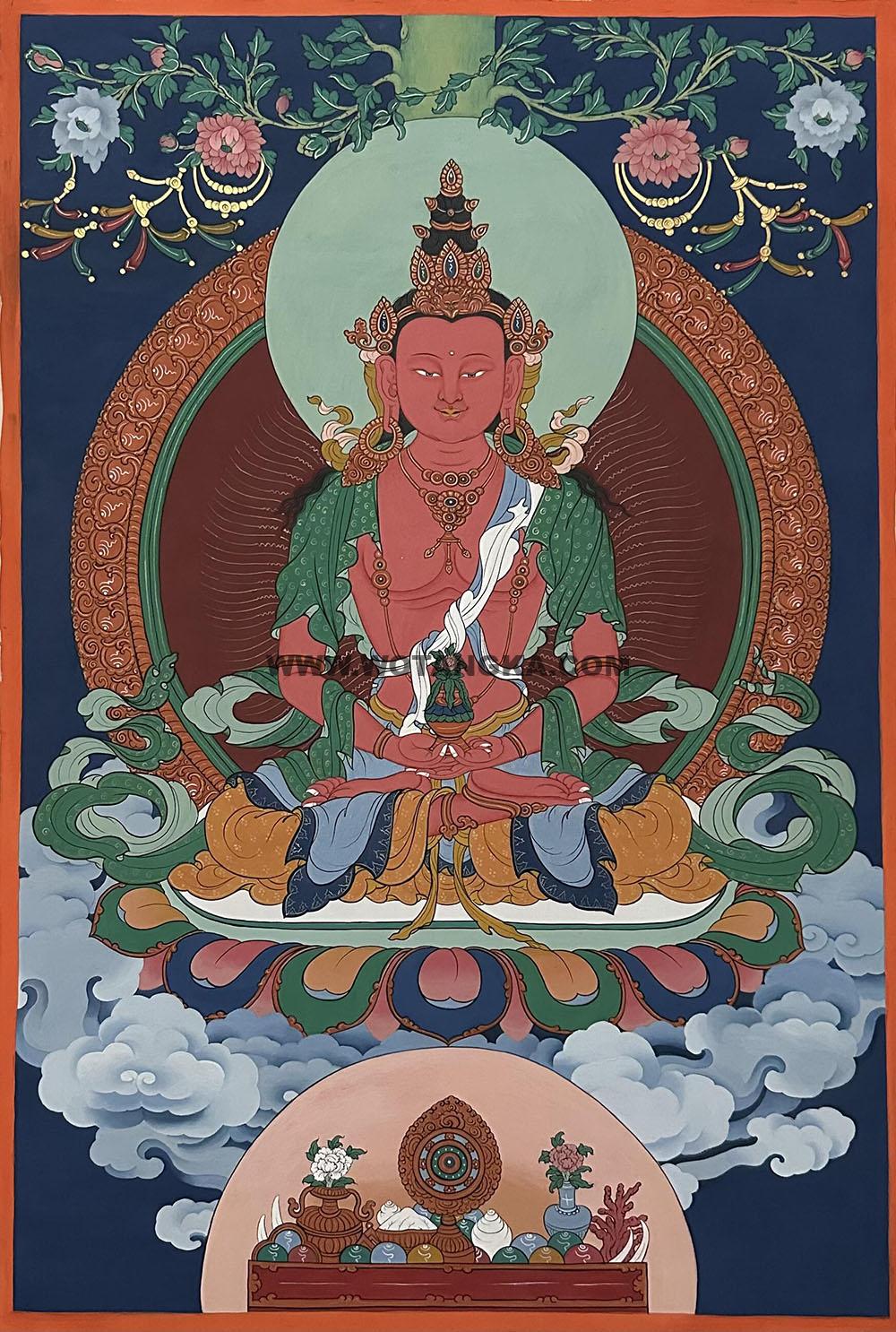 编号189-389695:彩绘唐卡-长寿佛(30*15CM左右)