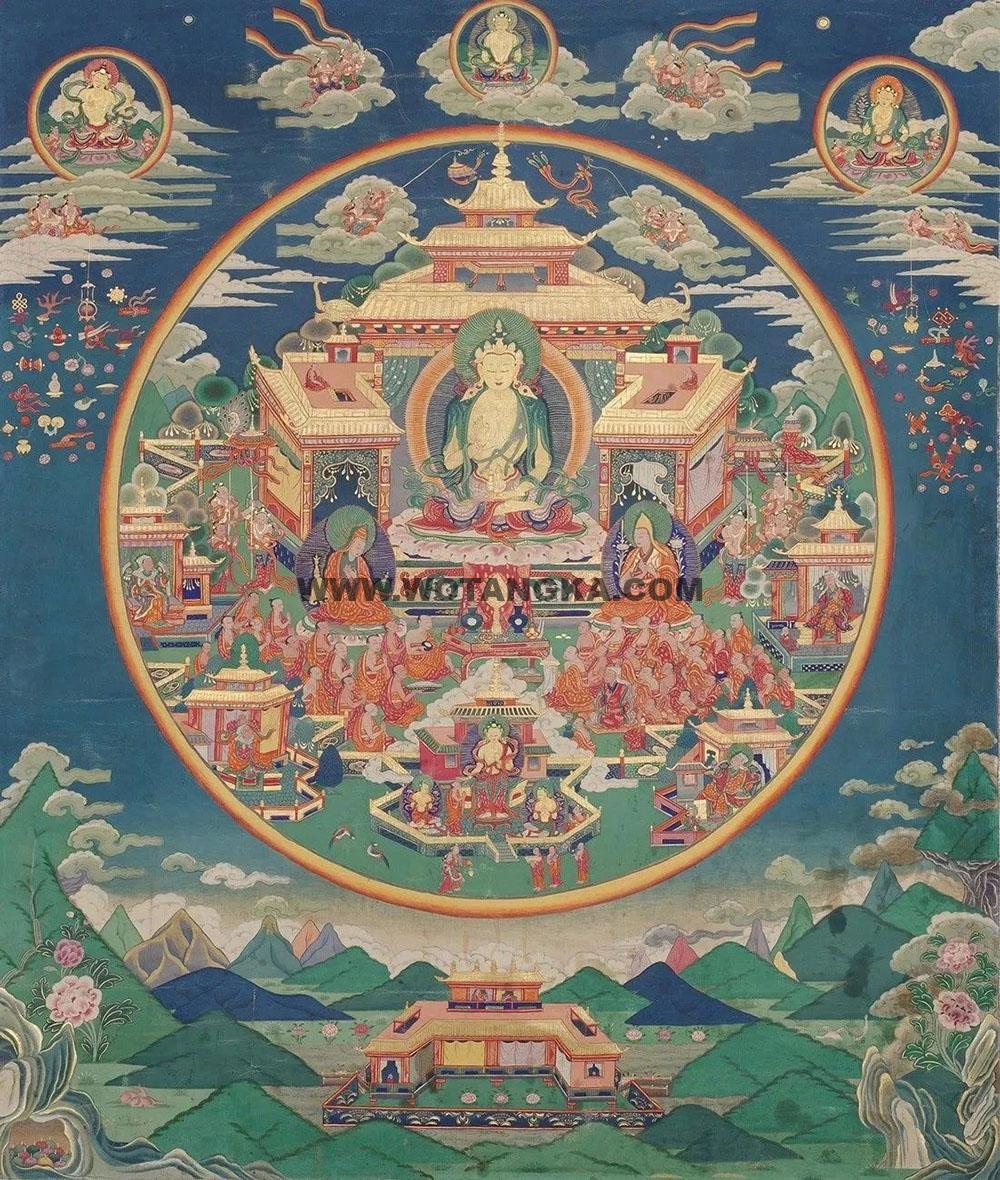 沃唐卡编号AC23578：弥勒菩萨净土