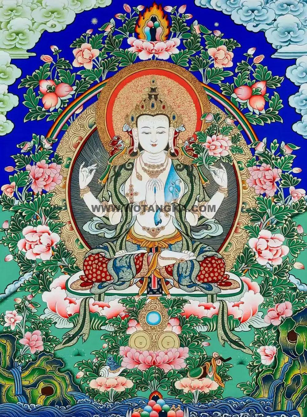 沃唐卡编号AC23854：四臂观音