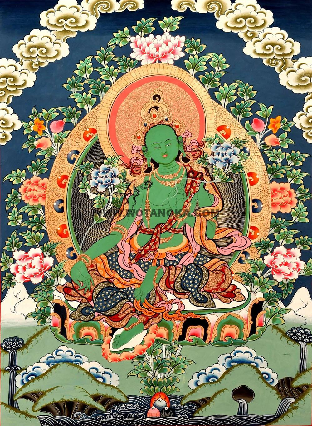 沃唐卡编号AC34985:绿度母