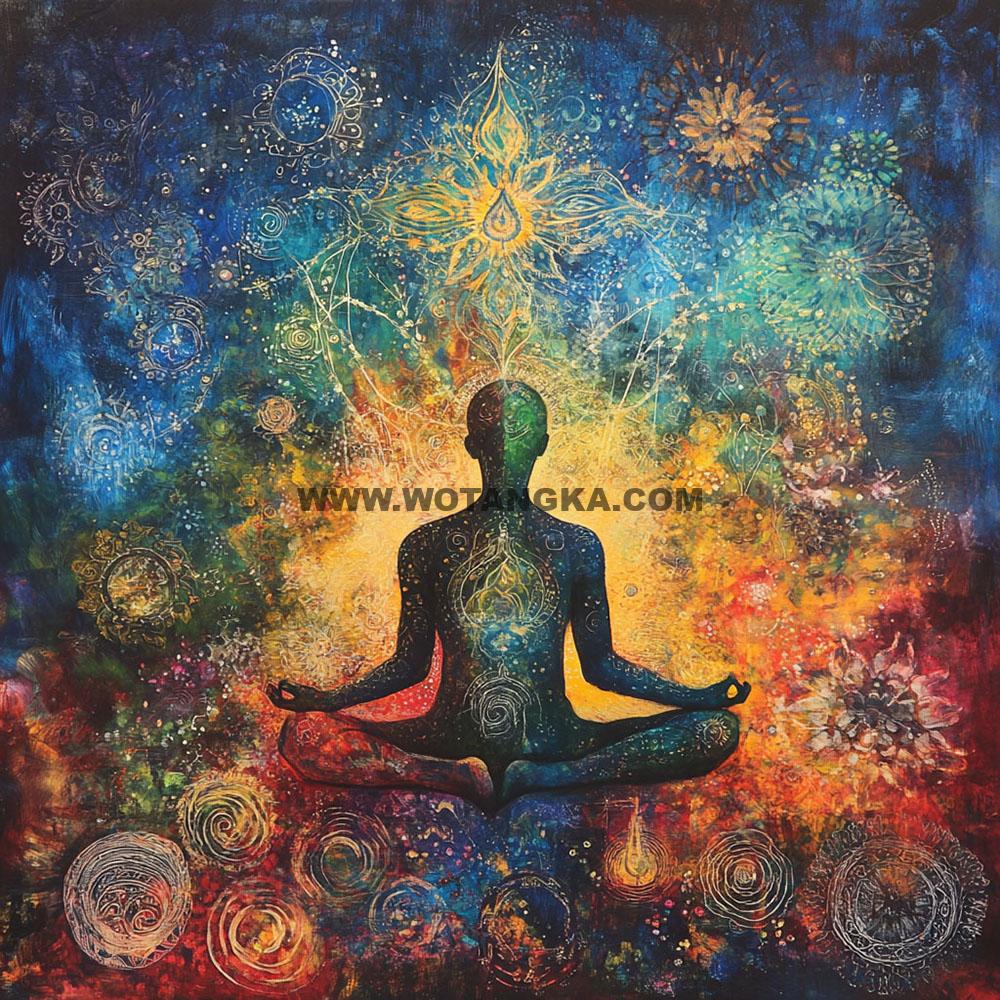 沃唐卡编号AC35478：宇宙冥想九脉轮