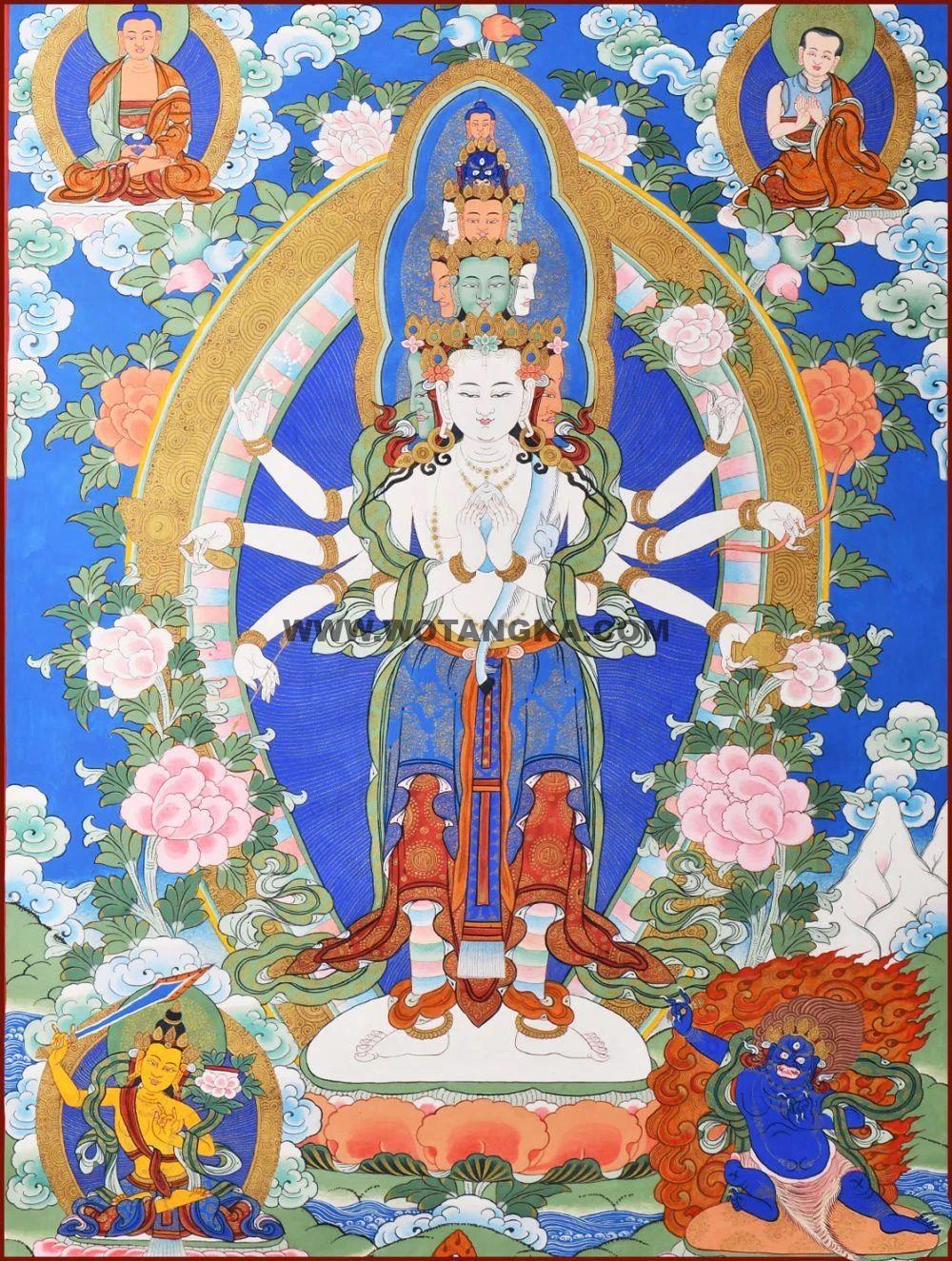 沃唐卡编号AC48257：十一面八臂观音菩萨