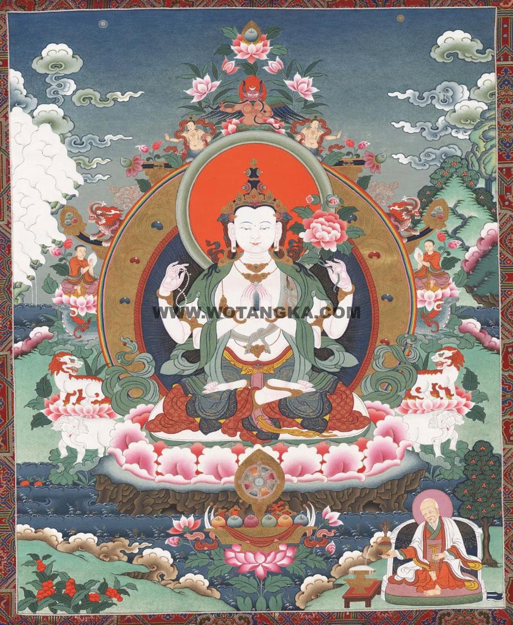 沃唐卡编号AC48715：四臂观音
