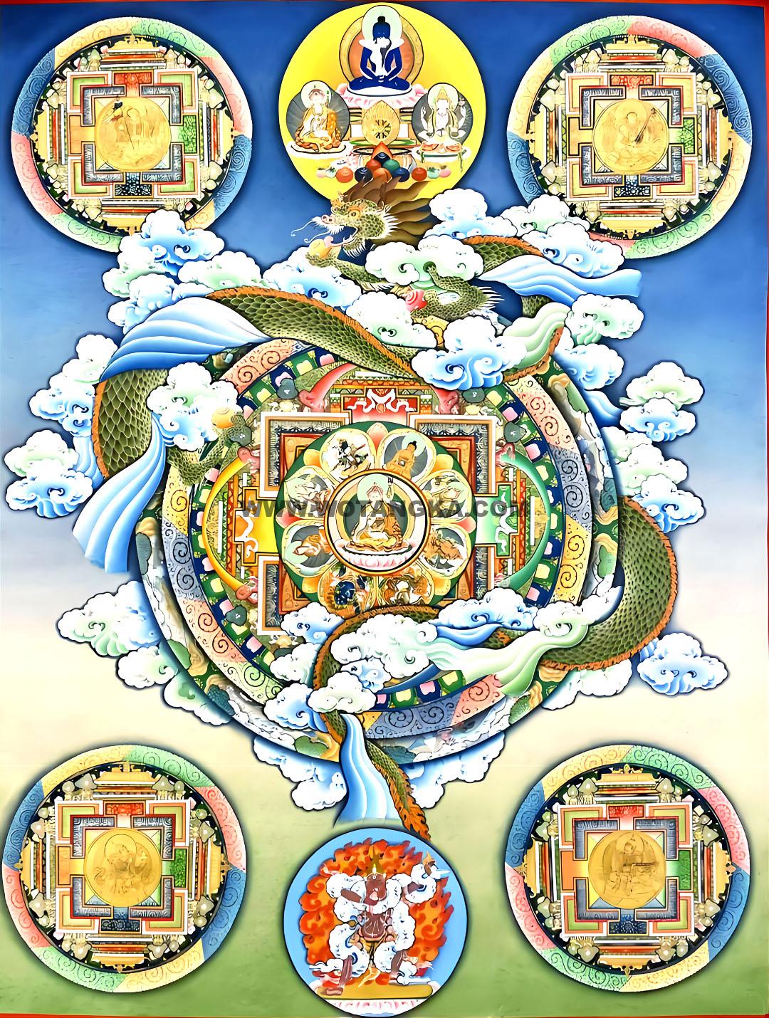 沃唐卡编号AC56482：莲花生大师坛城