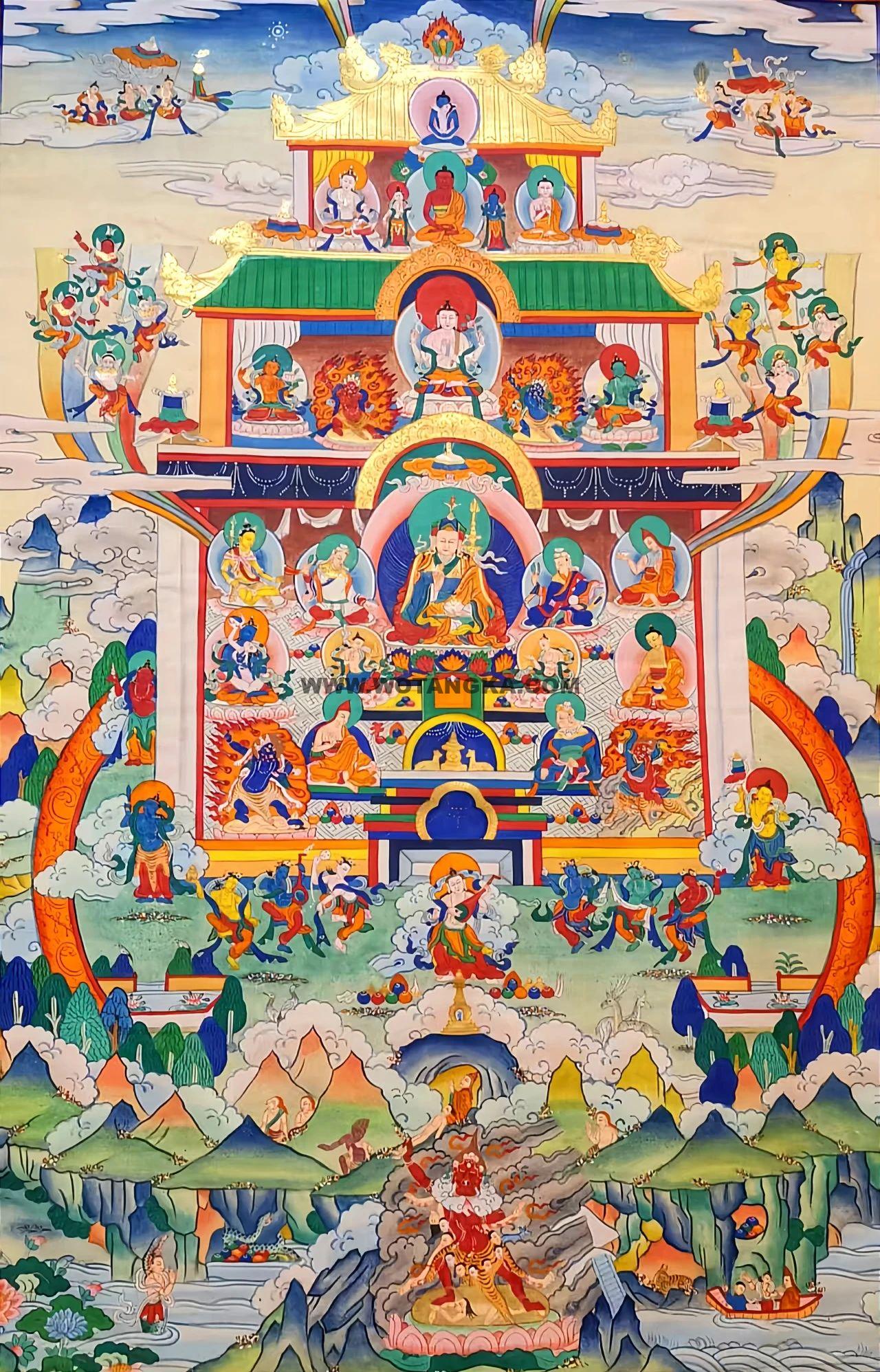 沃唐卡编号AC57812：莲花生大士邬金净土