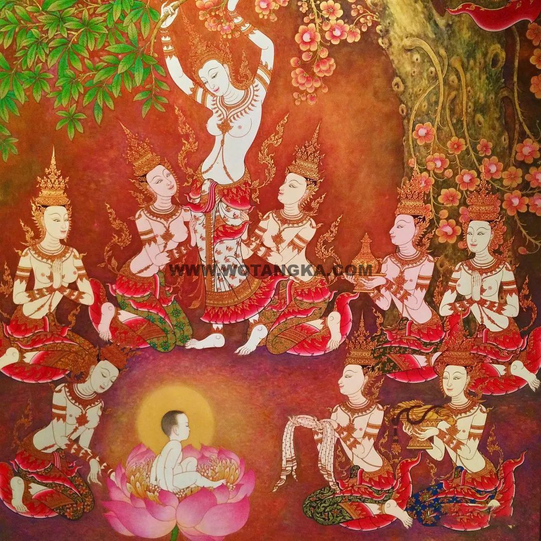 沃唐卡编号AC61534：摩耶夫人诞子