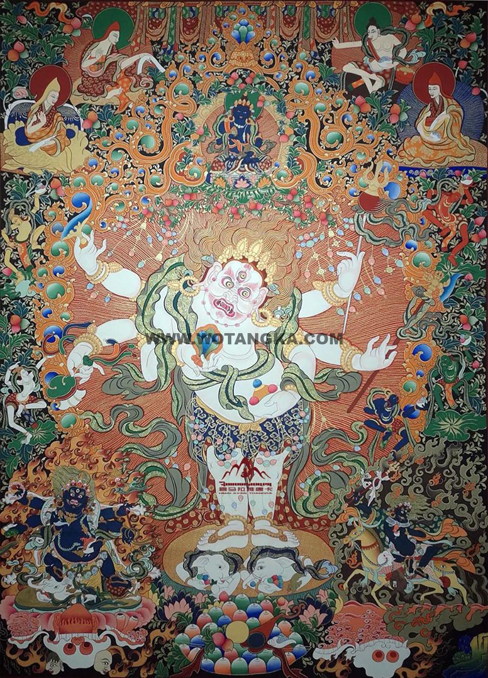 沃唐卡编号AC82347：六臂白玛哈嘎拉