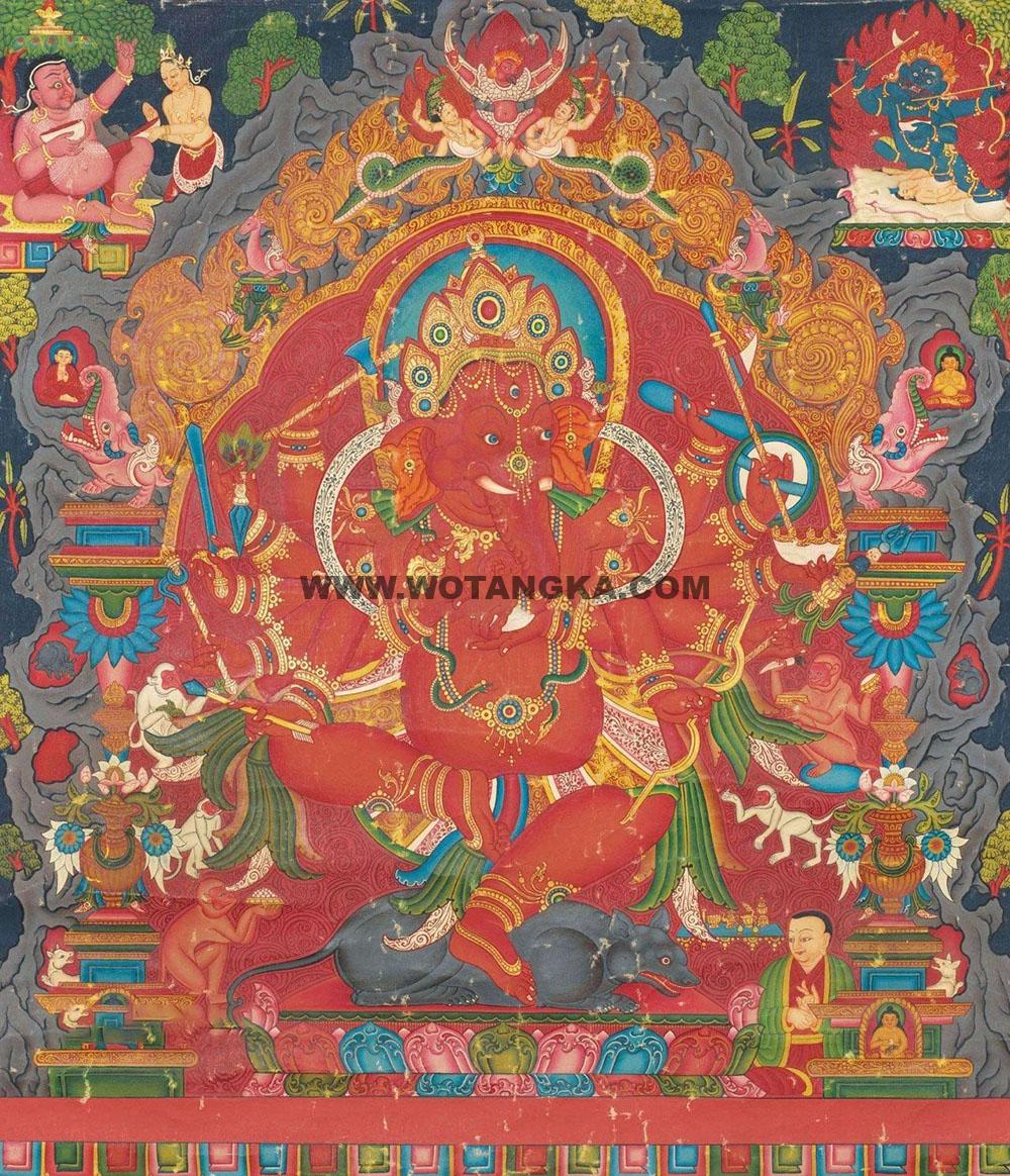 沃唐卡编号AC82759：红大象财神