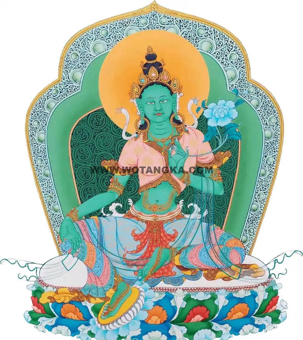 沃唐卡编号AC91245:绿度母