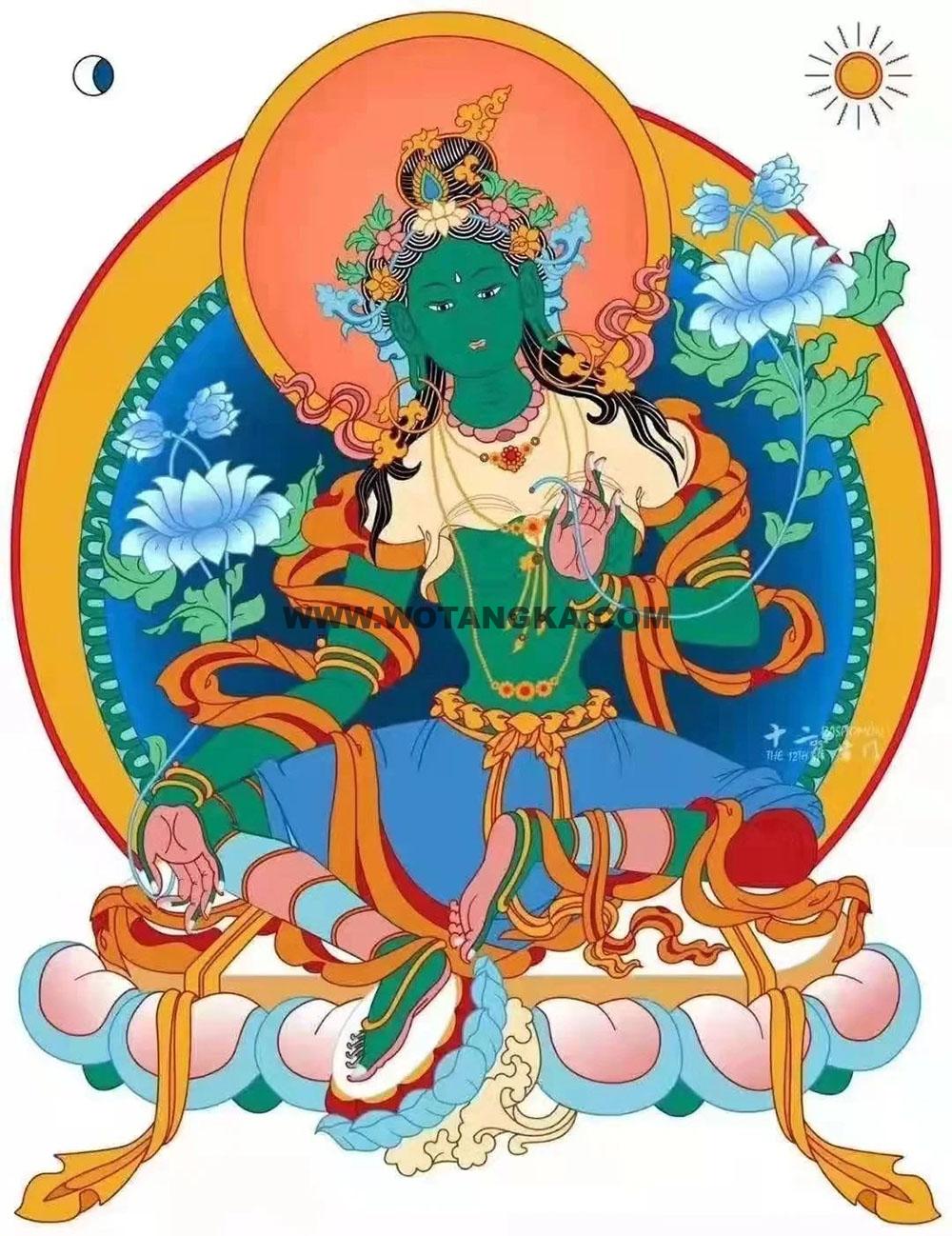 沃唐卡编号AC91374：绿度母