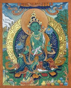 编号118-1436597：彩绘小唐卡-绿度母（长方形·5*4CM左右）