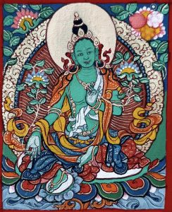 编号118-1438762：彩绘小唐卡-绿度母（长方形·5*4CM左右）