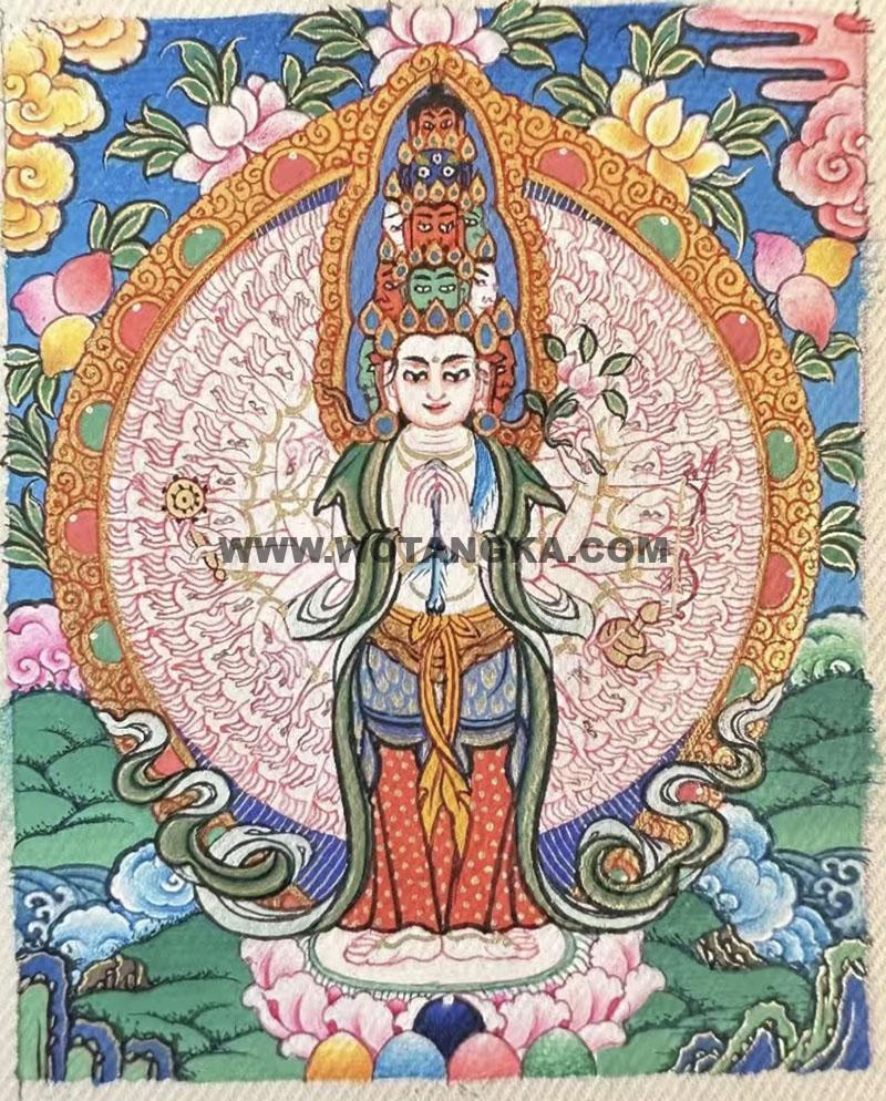 编号118-2658934：彩绘小唐卡-千手观音（长方形·5*4CM左右）