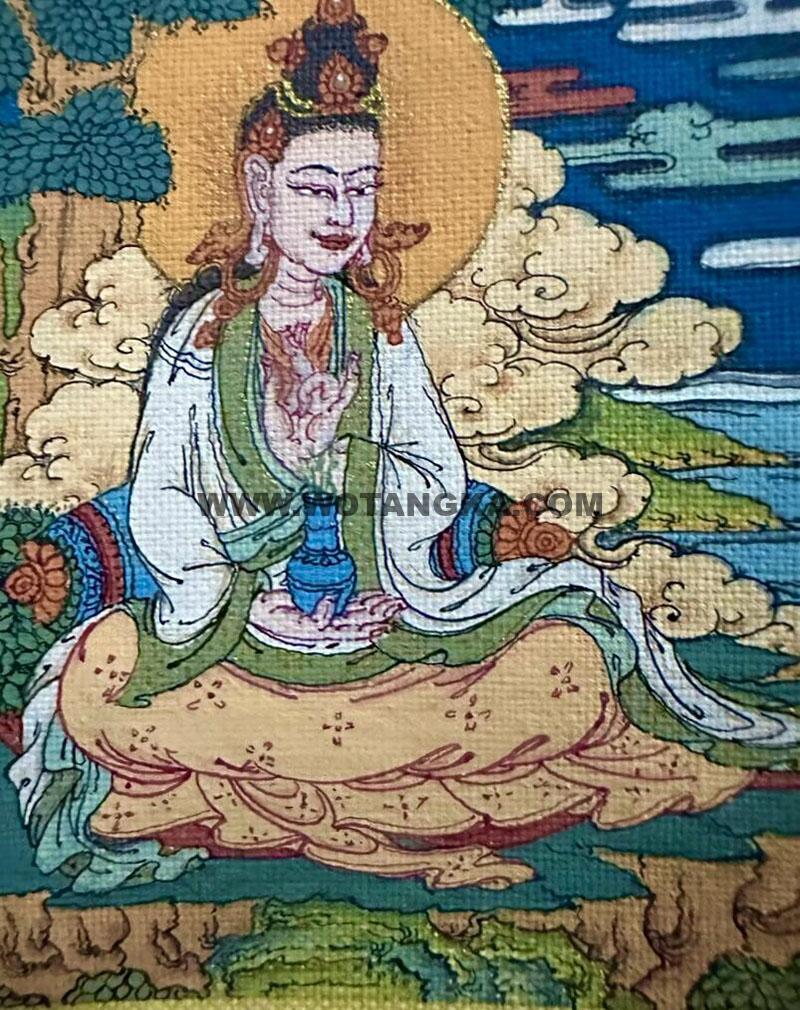 编号118-2945761：彩绘小唐卡-观音菩萨·杨柳枝观音（长方形·5*4CM左右）
