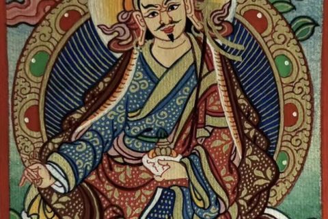 编号118-3176492：彩绘小唐卡-莲花生大士（长方形·5*4CM左右）