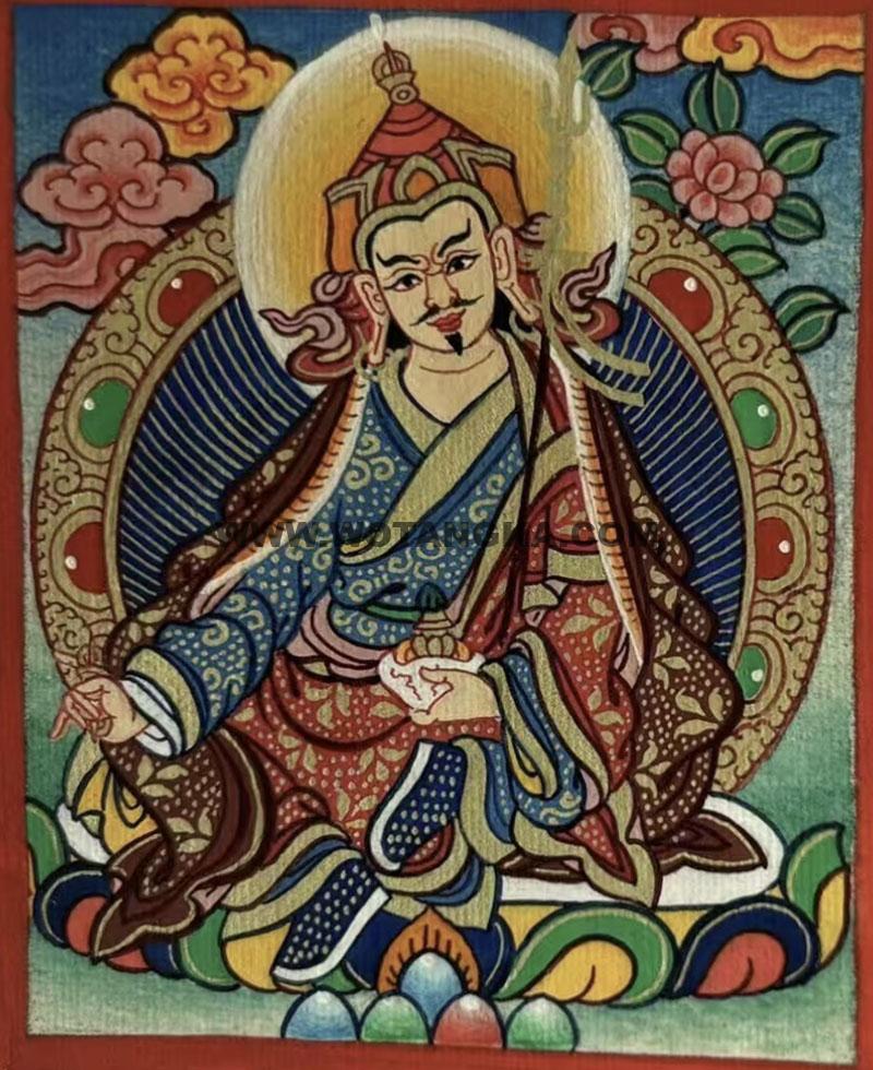 编号118-3176492：彩绘小唐卡-莲花生大士（长方形·5*4CM左右）