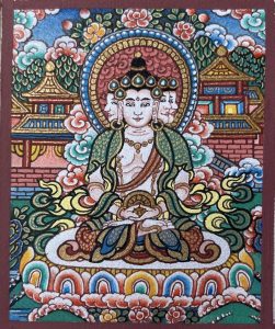 编号118-3692457：彩绘小唐卡-四面大日如来（长方形·5*4CM左右）