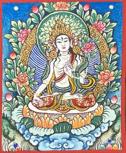 编号118-3827165：彩绘小唐卡-白度母（长方形·5*4CM左右）