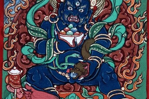 编号118-4178362：彩绘小唐卡-黑财神（长方形·5*4CM左右）