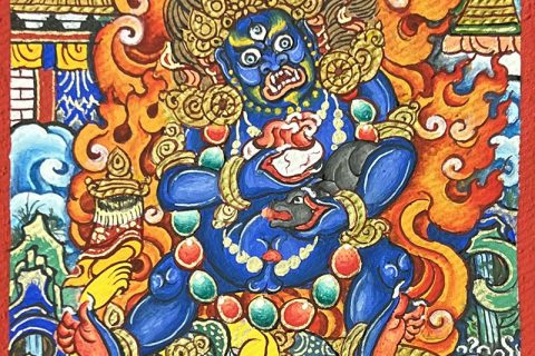 编号118-4296837：彩绘小唐卡-黑财神（长方形·5*4CM左右）