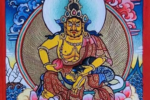 编号118-4357896：彩绘小唐卡-黄财神（长方形·5*4CM左右）