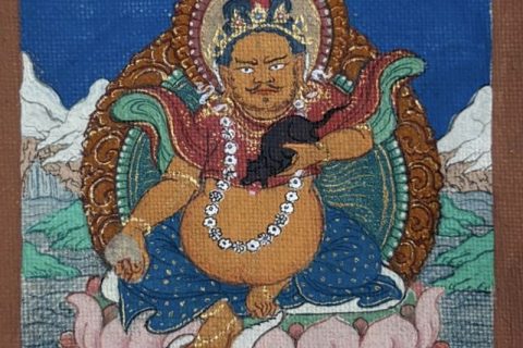 编号118-4398517：彩绘小唐卡-黄财神（长方形·5*4CM左右）