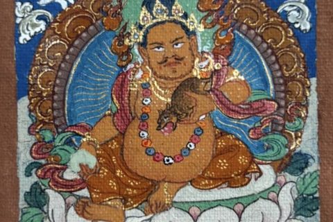 编号118-4598267：彩绘小唐卡-黄财神（长方形·5*4CM左右）