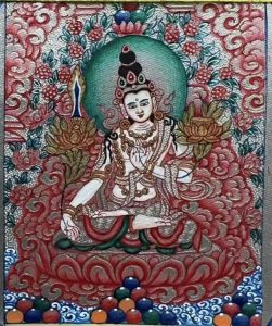 编号118-8953659：彩绘小唐卡-白文殊菩萨（长方形·5*4CM左右）