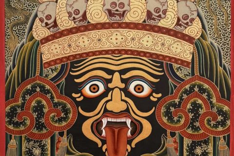 编号118-9642751：黑金小唐卡-扎基拉姆（长方形·5*4CM左右）