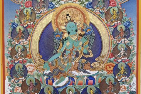 编号189-458192：彩绘唐卡-绿度母·二十一度母（100*70CM左右）