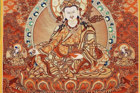 编号189-473124：红金唐卡-莲花生大士（100*70CM左右）