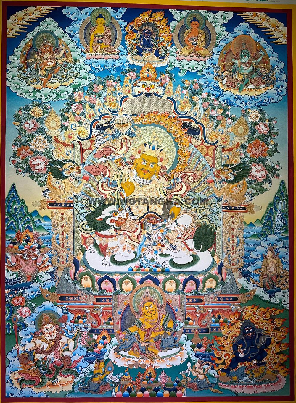 编号189-494060：彩绘唐卡-财宝天王· 五方财神（120*100CM左右）