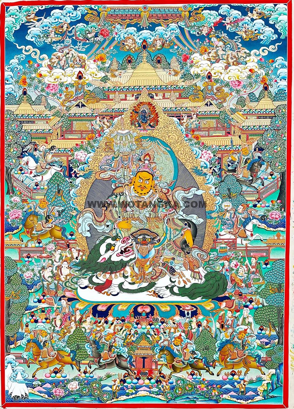 热贡-尼玛次仁·画院:彩绘唐卡-财宝天王·八马财神(120*90CM左右)
