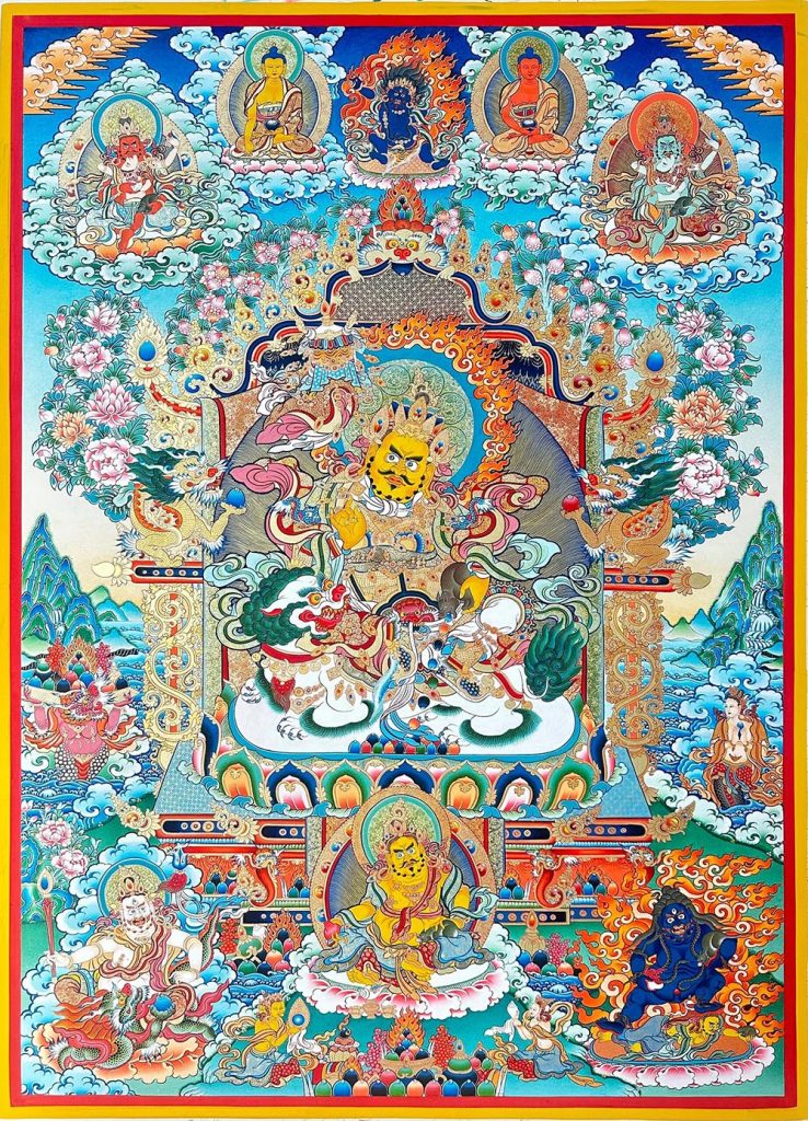 编号189-515302：彩绘唐卡-财宝天王· 五方财神（100*70CM左右）