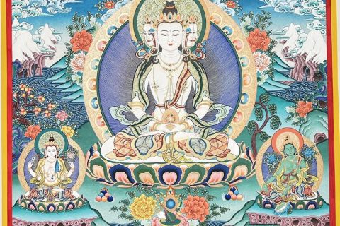 编号189-535224：彩绘唐卡-四面大日如来（100*70CM左右）