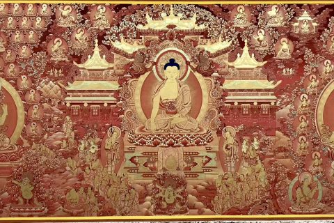 编号189-540217：红金唐卡-释迦牟尼佛（100*220CM左右）