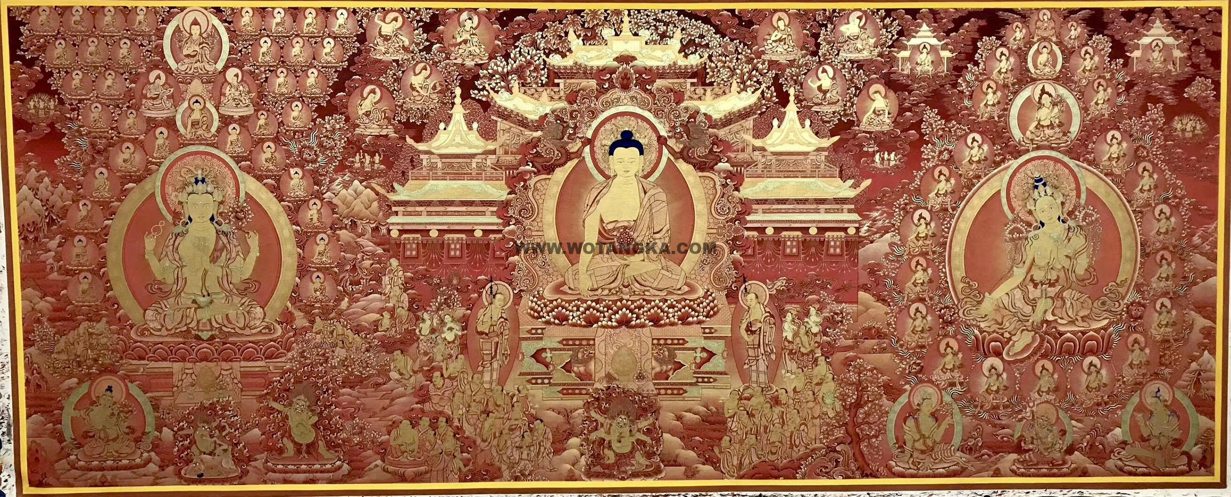 编号189-540217：红金唐卡-释迦牟尼佛（100*220CM左右）