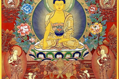 编号189-551951：红金唐卡-释迦牟尼佛（100*70CM左右）