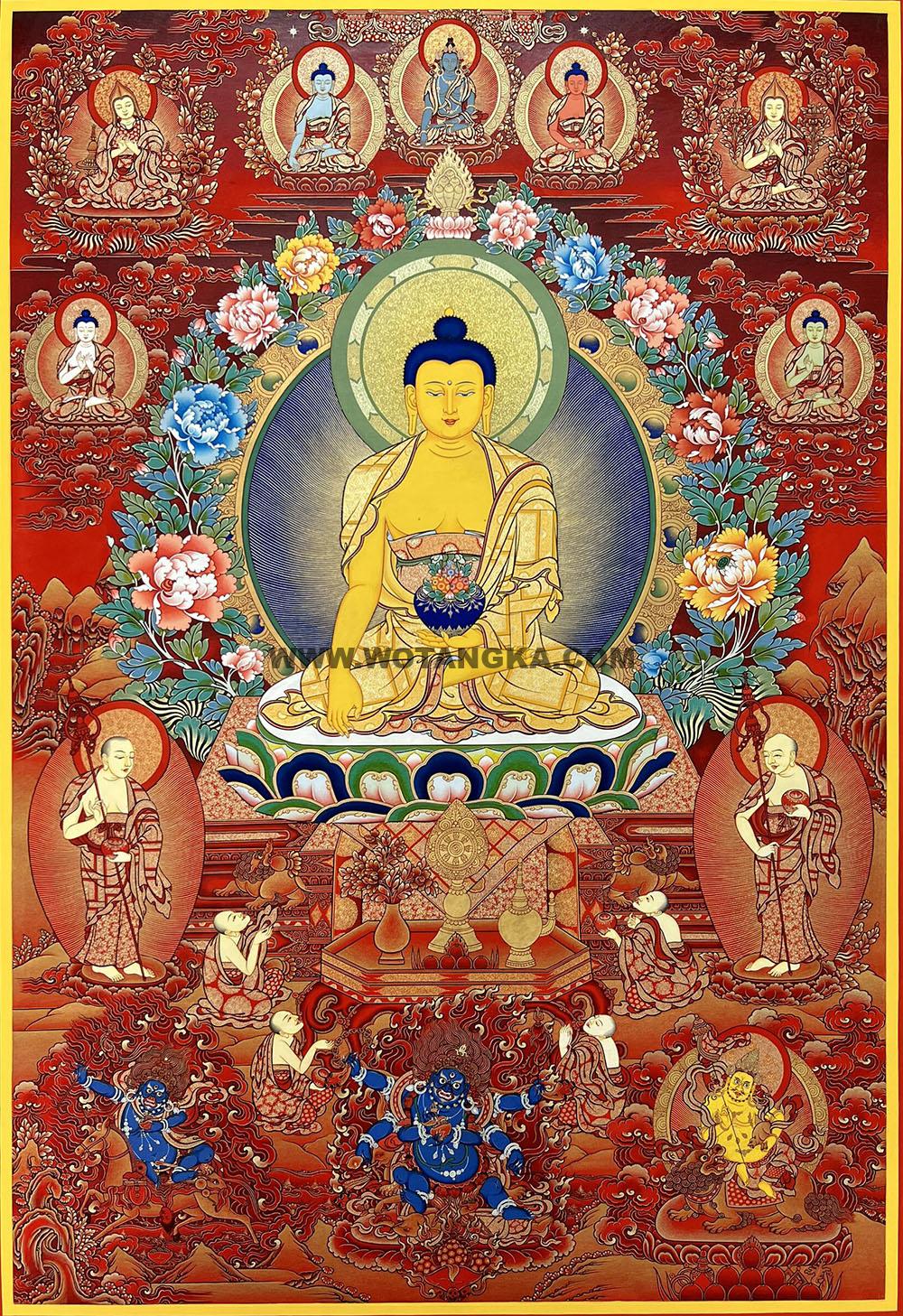 热贡-尼玛次仁·画院:红金唐卡-释迦牟尼佛(100*70CM左右)