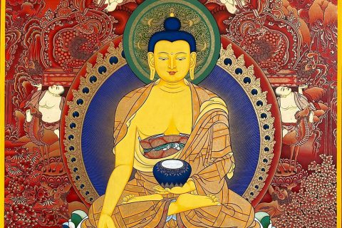 编号189-553263：红金唐卡-释迦牟尼佛（70*50CM左右）