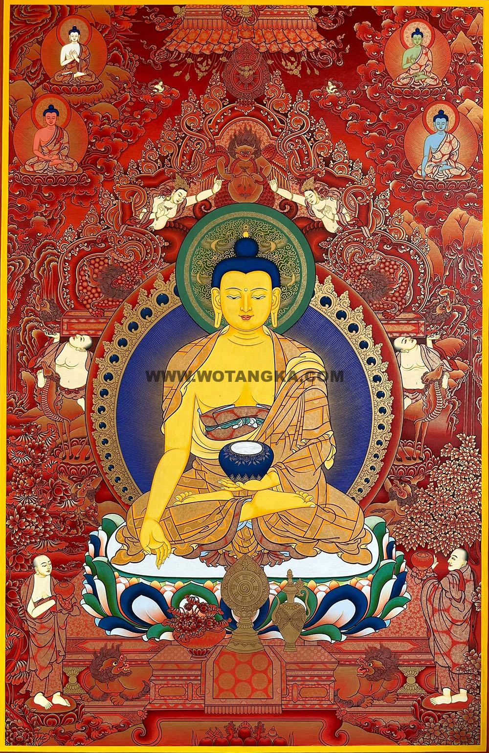 编号189-553263：红金唐卡-释迦牟尼佛（70*50CM左右）