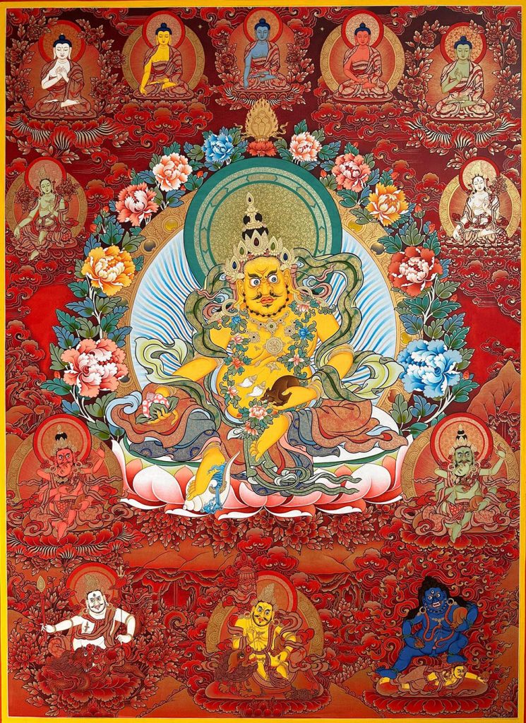 编号189-554244：红金唐卡-黄财神·五方财神（100*70CM左右）
