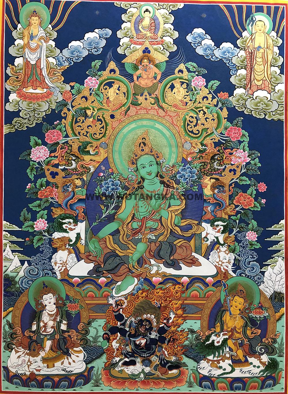 热贡-拉藏·画院：彩绘唐卡-绿度母（80*60CM左右）