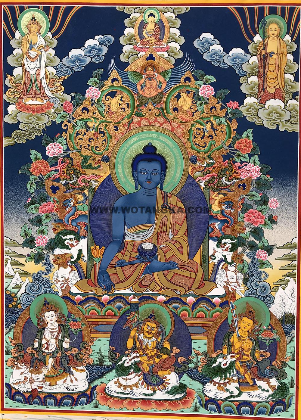 编号189-592324：彩绘唐卡-药师佛（80*60CM左右）