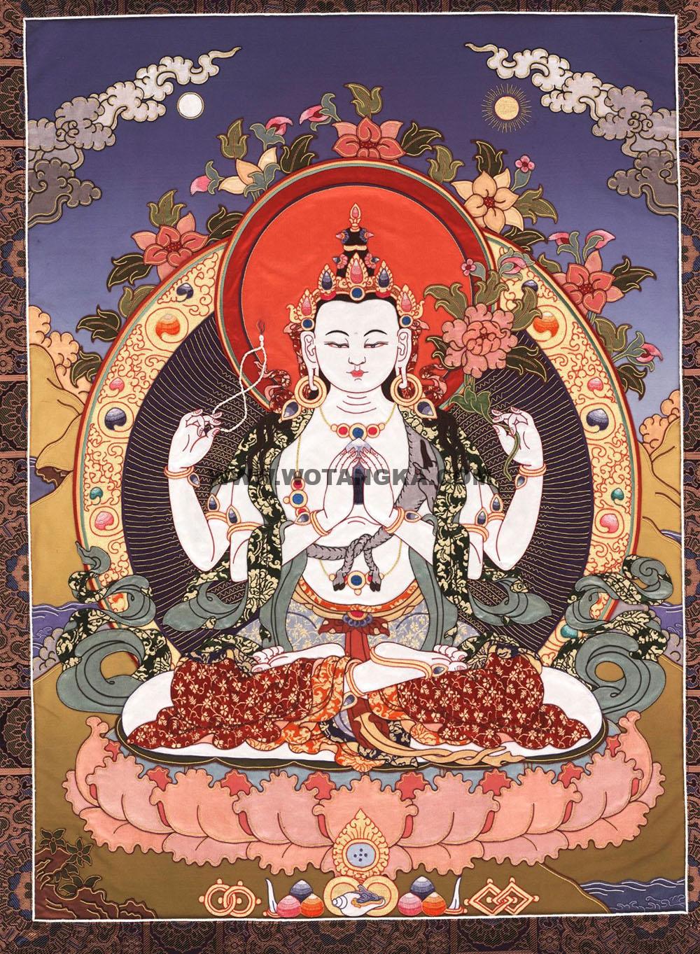 沃唐卡编号AC28492：四臂观音