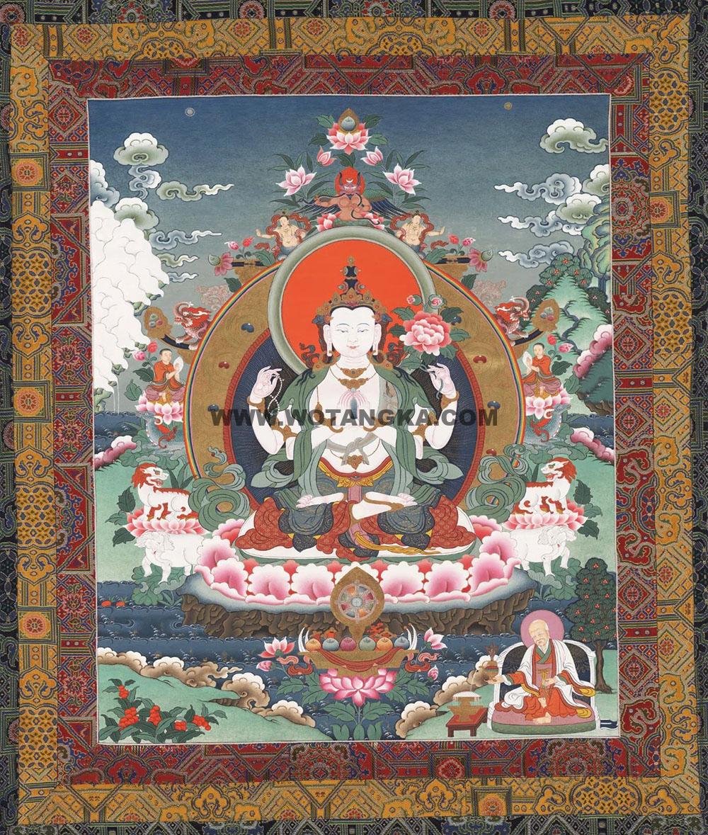 沃唐卡编号AC29383：四臂观音